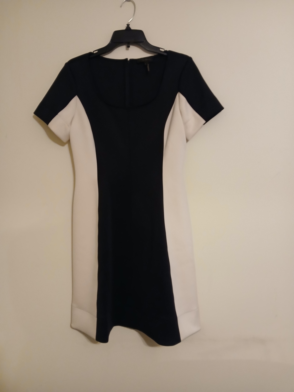 Donna Karan Black and Cream Panel Sheath Dress